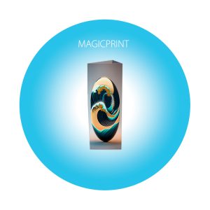 Custom 3-sided cardboard triptych totem for in-store visual communication