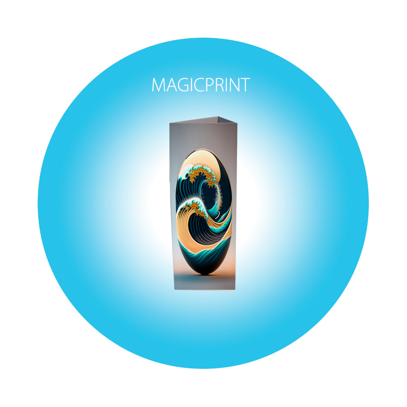 Totem triptyque 3 faces personnalisé en carton PLV pour communication visuelle en magasin