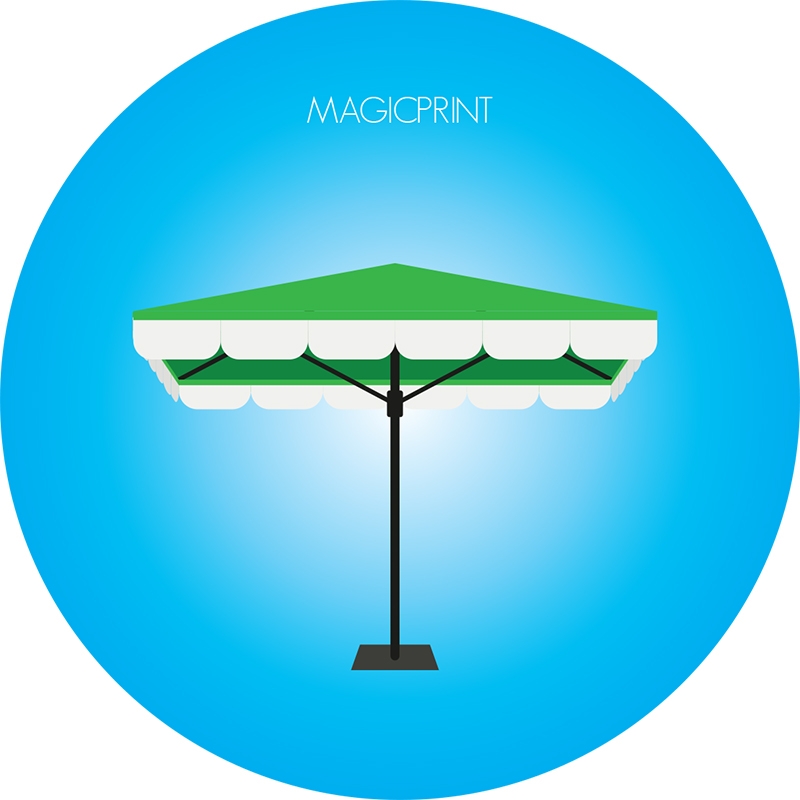 Parasol carré publicitaire vert : 2 mètres